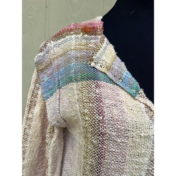 Susan Neal Sz S Pink/Tan Handwoven Stripe Funky Art-to-Wear Fiber Artist Dress - Picture 6 of 8